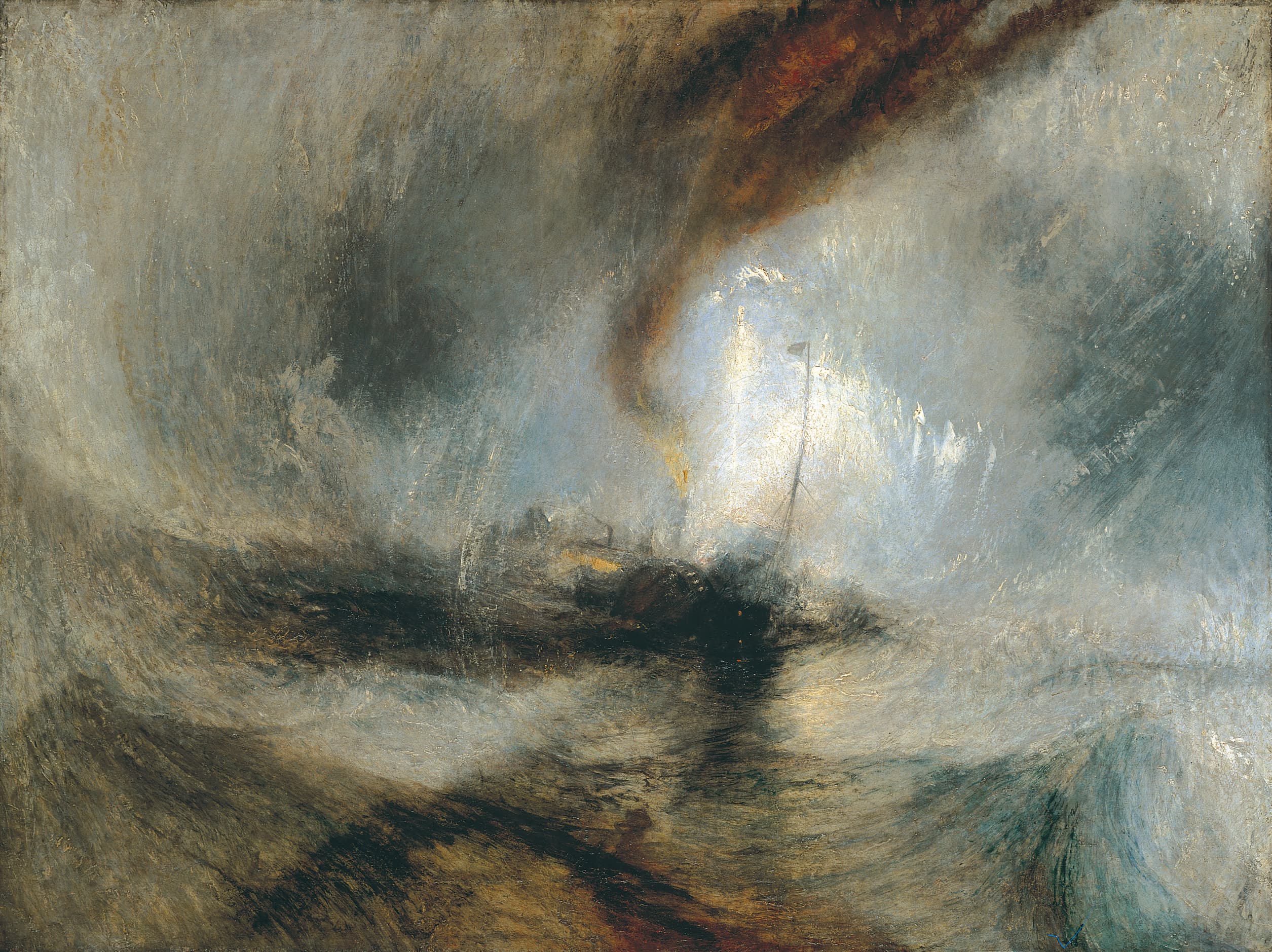 Turner’s Snow Storm: a steamboat lost in a churning vortex of sea and sky where every force cancels the next.